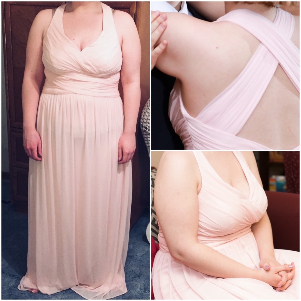 Cross-back Bridesmaid Dress in Petal Pink